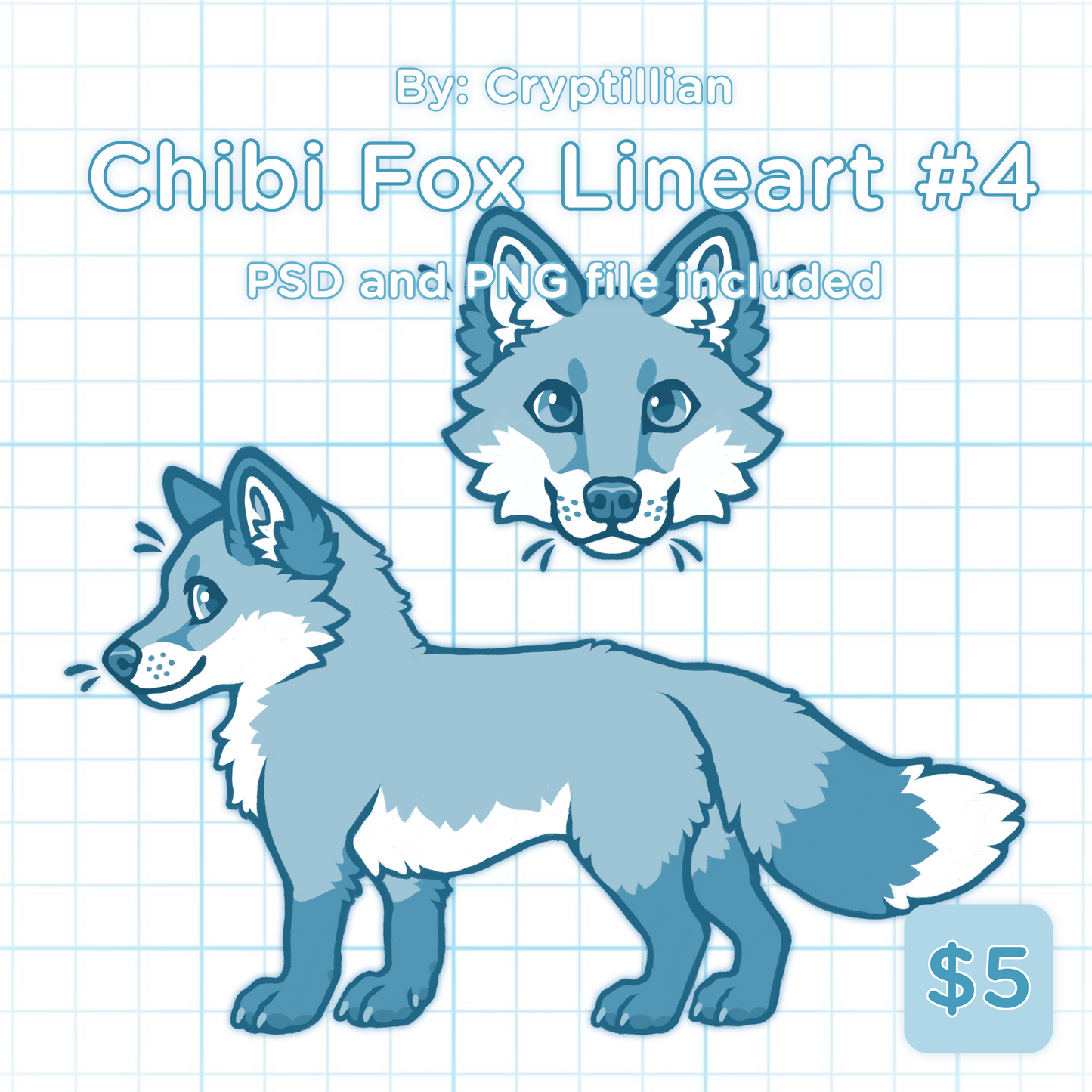 Chibi Fox Lineart #4