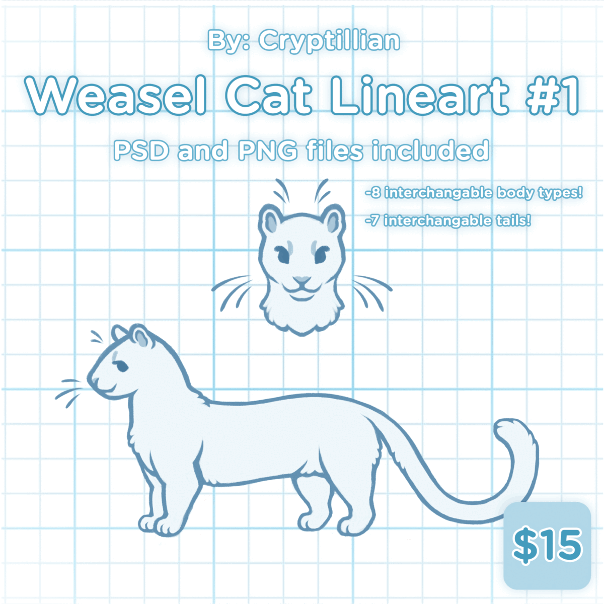 Weasel Cat Lineart #1