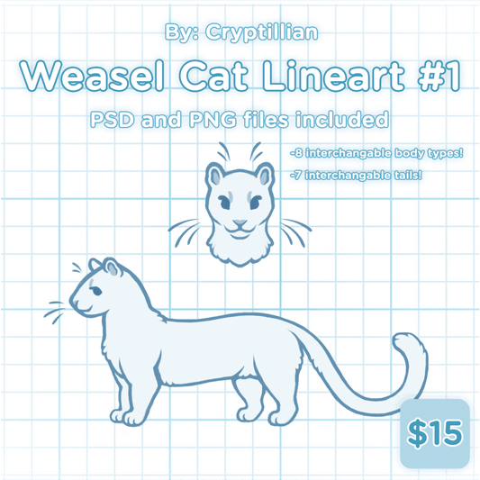 Weasel Cat Lineart #1
